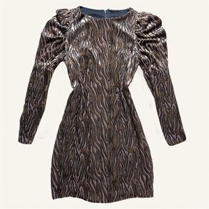 Elie Tahari Metallic Long Sleeve Dress